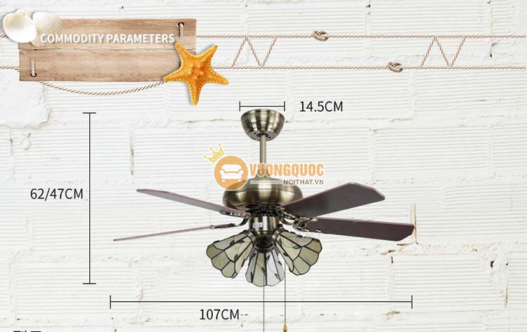 Quạt trần đèn chùm cao cấp yb210-7